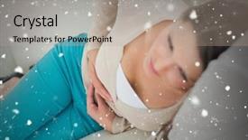 Presentation with falling snow - Cool new slides with stomach viruses - composite image of ill women backdrop and a  colored foreground