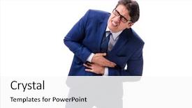  Presentation with unhappy - Slide set having stomach viruses - sick and unhappy businessman isolated background and a white colored foreground