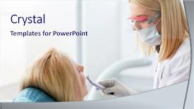  Presentation with patient centered - Theme consisting of stomatologie - stomatolog treats teeth patient background and a  colored foreground