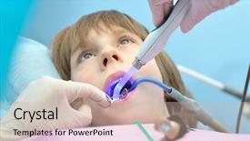  Presentation with pediatric dentist - PPT theme having stomatologist dental health female dentist background and a soft green colored foreground