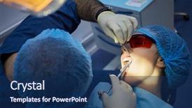  Presentation with anesthetic - Colorful presentation theme enhanced with stomatologist makes anesthetic injection backdrop and a navy blue colored foreground