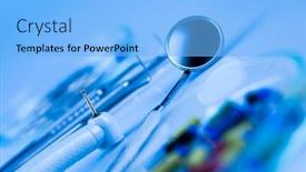  Presentation with equipment - PPT theme consisting of stomatology-equipment-for-dental-care background and a light blue colored foreground