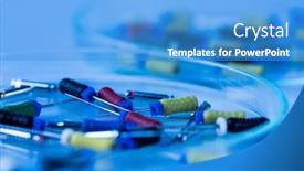  Presentation with equipment - Beautiful PPT theme featuring stomatology-equipment-for-dental-care backdrop and a teal colored foreground