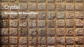  Presentation with stone age - Beautiful presentation theme featuring stone age - mayan hieroglyphs backdrop and a coral colored foreground