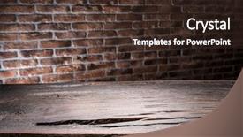  Presentation with brick wall - PPT layouts enhanced with stone age - old wooden empty table background and a wine colored foreground