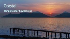  Presentation with sea sun - PPT theme having stone and leaving sunlight path background and a ocean colored foreground