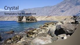  Presentation with stone - Presentation theme with stone arch roque de bonanza background and a light blue colored foreground