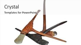  Presentation with stone age - Colorful PPT theme enhanced with stone axes from papua new backdrop and a white colored foreground