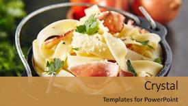  Presentation with classic homemade tomato sauce - Slide deck having stone background italian spaghetti fettuccine background and a gold colored foreground