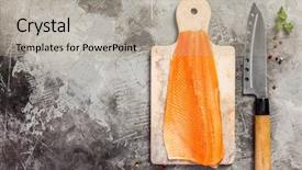  Presentation with salmon fish - Slide deck consisting of stone background wild atlantic fish background and a mint green colored foreground