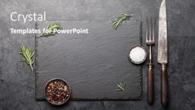  Presentation with utensils - Slides enhanced with stone-board-with-spices-herbs background and a gray colored foreground