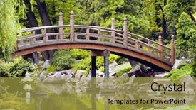  Presentation with japanese - Presentation theme enhanced with stone bridge - japanese garden background and a yellow colored foreground