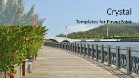  Presentation with urban - Beautiful theme featuring stone bridge - modern urban park boardwalk backdrop and a  colored foreground