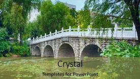  Presentation with gratitude stone - Slides with stone bridge in an asian background and a gold colored foreground