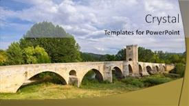  Presentation with stone - Presentation theme enhanced with stone-bridge-over-ebro-river background and a light blue colored foreground