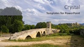  Presentation with stone - PPT theme consisting of stone-bridge-over-ebro-river background and a light blue colored foreground