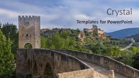 Presentation with bridge - Presentation theme featuring stone-bridge-over-ebro-river background and a light blue colored foreground