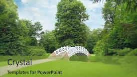  Presentation with bridge over troubled waters - Beautiful slides featuring stone bridge over the stream backdrop and a gold colored foreground