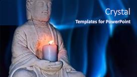  Presentation with buddha - Beautiful slide deck featuring stone-buddha-with-a-background backdrop and a navy blue colored foreground