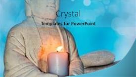  Presentation with buddha - PPT layouts consisting of stone-buddha-with-a-candle background and a light blue colored foreground