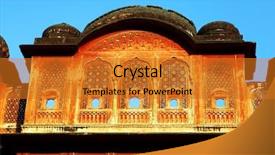  Presentation with city india - Presentation design consisting of stone buildings - architectural detail in jaipur pink background and a gold colored foreground