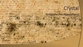  Presentation with castle wall - PPT theme featuring stone buildings - castle wall texture with plants background and a  colored foreground