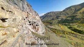  Presentation with rock stone - PPT layouts with stone-buildings-of-vardzia-cave background and a coral colored foreground