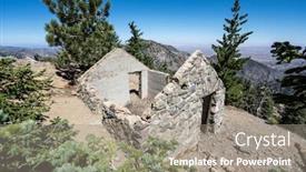  Presentation with cabin - Colorful PPT theme enhanced with stone-cabin-ruin-and-mojave backdrop and a gray colored foreground