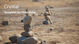  Presentation with way - PPT theme having stone cairns erected on the way in a barren landscape background and a coral colored foreground
