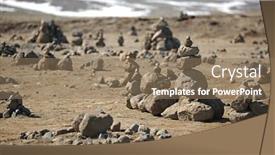  Presentation with way - Slide set featuring stone-cairns-erected background and a coral colored foreground