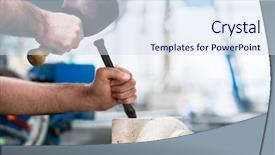  Presentation with stone - Slide deck enhanced with stone carver working at marble background and a sky blue colored foreground