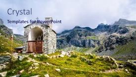  Presentation with alpine - Colorful slide deck enhanced with stone chapel in alpine mountains backdrop and a sky blue colored foreground