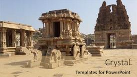  Presentation with hampi - Beautiful presentation design featuring chariots - stone chariot at vittala temple backdrop and a coral colored foreground