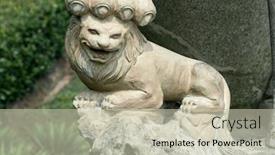  Presentation with lion - Presentation consisting of stone-chinese-lion-in-nanjing background and a soft green colored foreground