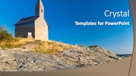  Presentation with stone - Beautiful theme featuring stone-church-of-drazovce-near backdrop and a teal colored foreground