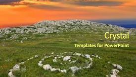  Presentation with spiritual - Audience pleasing presentation theme consisting of stone circles in mountains backdrop and a tawny brown colored foreground