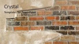  Presentation with red brick wall - PPT theme having stone clad stucco wall with exposed red brick background background and a coral colored foreground