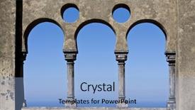  Presentation with windows - Beautiful presentation design featuring stone columns - open arch windows backdrop and a light blue colored foreground
