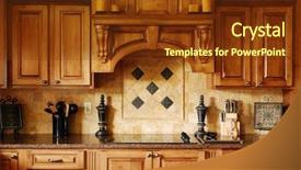  Presentation with custom - PPT theme featuring stone countertops - beautiful custom remodeled kitchen background and a tawny brown colored foreground