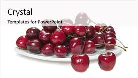  Presentation with leaf water drops fresh - Beautiful slide deck featuring stone countertops - fresh sweet cherries dish backdrop and a white colored foreground