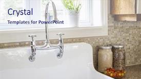  Presentation with kitchen sink splash - Beautiful PPT theme featuring stone countertops - rustic white porcelain kitchen sink backdrop and a sky blue colored foreground