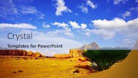  Presentation with desert - Slide set featuring stone-desert-and-the-tree background and a light blue colored foreground