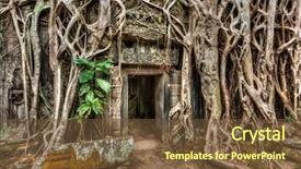  Presentation with tree roots - PPT theme enhanced with stone door and tree roots background and a tawny brown colored foreground