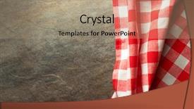  Presentation with table napkin - PPT theme with stone fabrication - checked cloth napkin at table background and a coral colored foreground