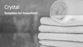  Presentation with pile - Colorful slide deck enhanced with stone fabrication - pile of white towels backdrop and a gray colored foreground