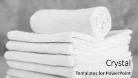  Presentation with pile - PPT theme consisting of stone fabrication - pile of white towels background and a light gray colored foreground