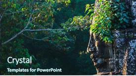  Presentation with plants growing - Amazing PPT layouts having stone face of bayon temple backdrop and a wine colored foreground