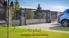  Presentation with remote - Presentation theme with stone-fence-and-entrance-gate background and a gold colored foreground