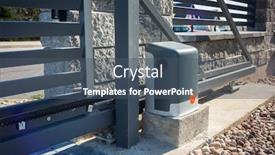  Presentation with remote - Colorful PPT theme enhanced with stone-fence-and-entrance-gate backdrop and a ocean colored foreground