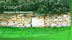  Presentation with stone - Presentation design featuring stone-fence background and a forest green colored foreground